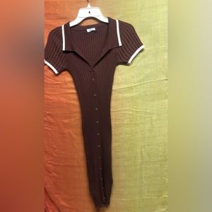 All the way down button polo dress with accent stripes